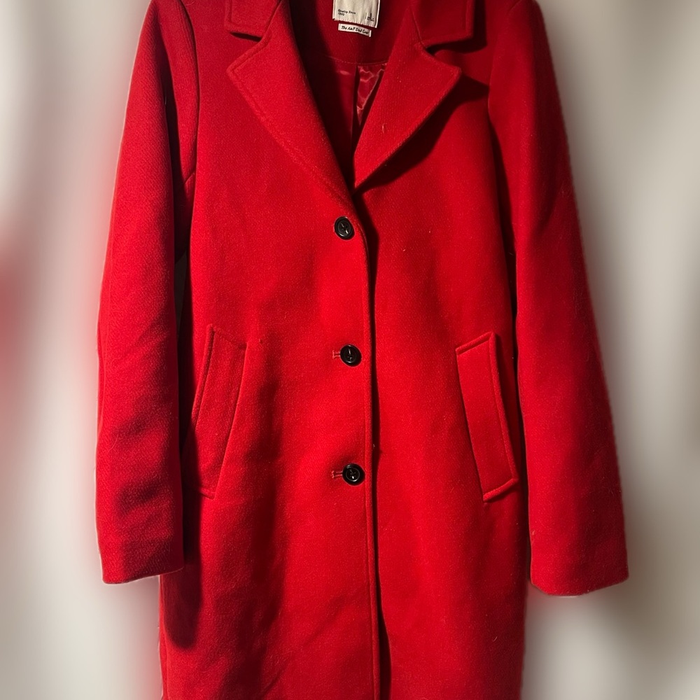 Abercrombie & Fitch Vibrant Red Single-Breasted Pea Coat